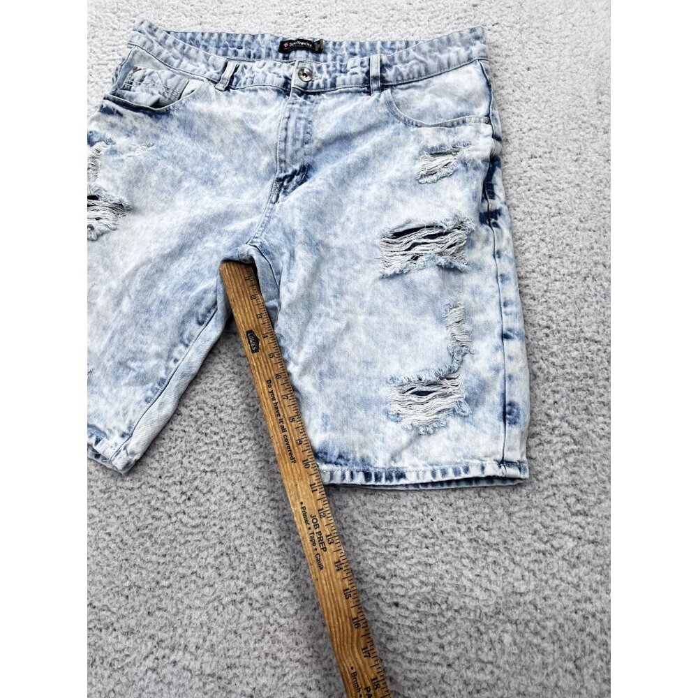 Men's Southpole Acid Wash Cotton Distressed Denim Shorts Size 38 Regular - Picture 3 of 10